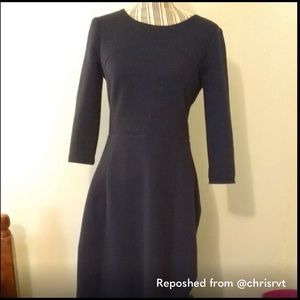 Boden Navy Textured Exposed Zipper Midi Dress NEW